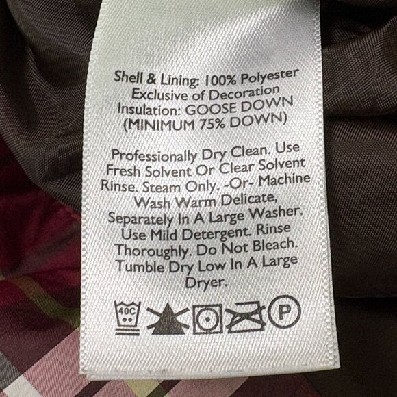 Eddie Bauer Goose Down Vest Women Size S Red Plaid Zip Snap Closure Hike Outdoor - Picture 7 of 10